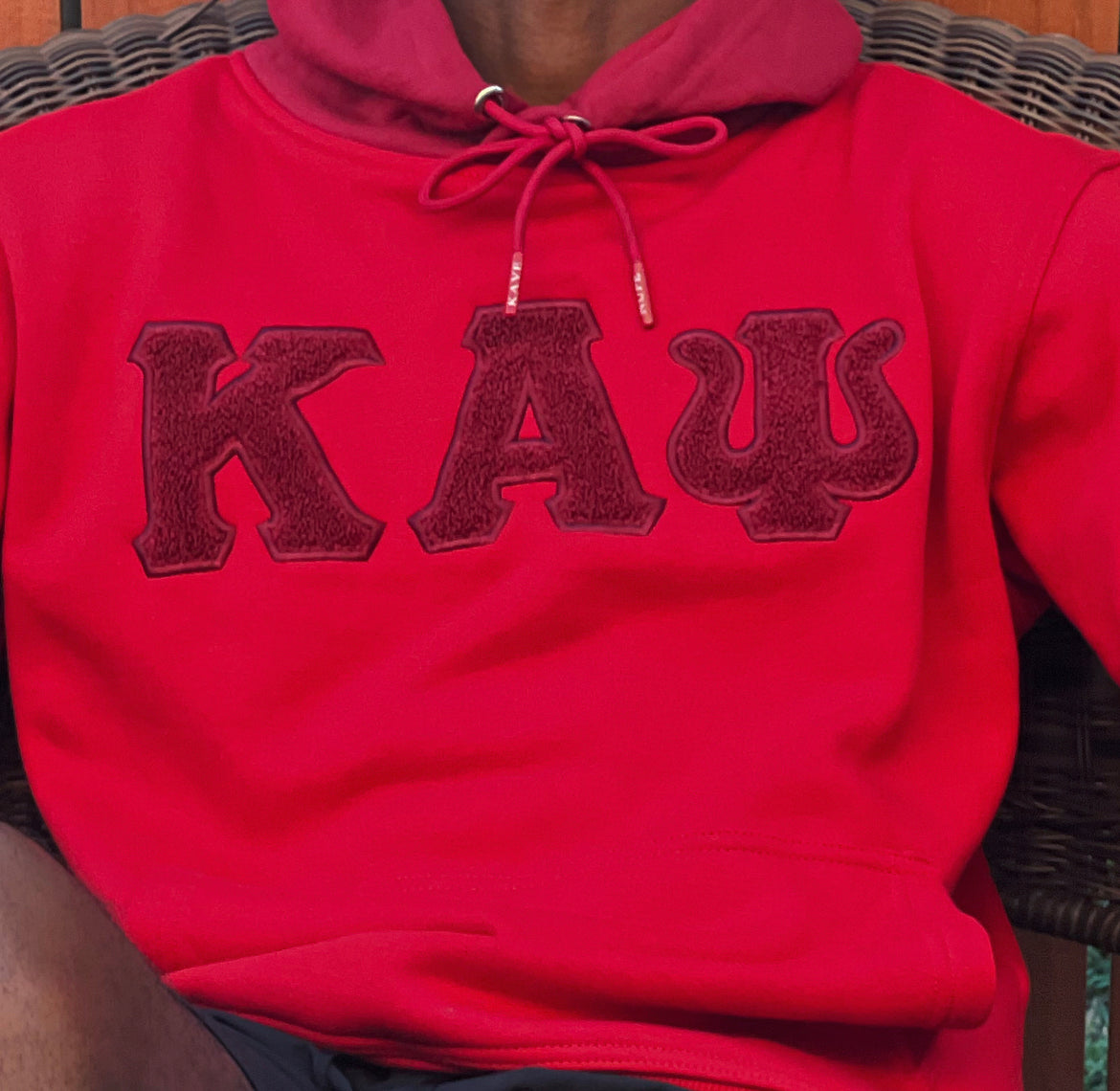 ΚΑΨ Chenille Embroidery Red Hoodie