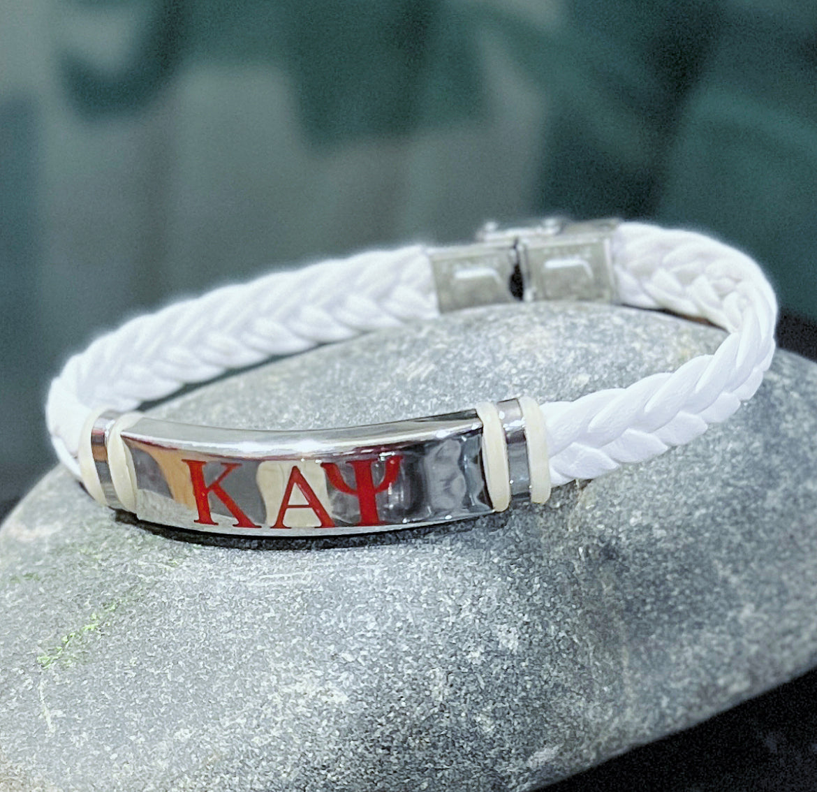 Kappa Alpha Psi Hand woven Magnet Buckle Men’s Leather Red Bracelet Bangle With Stainless Steel