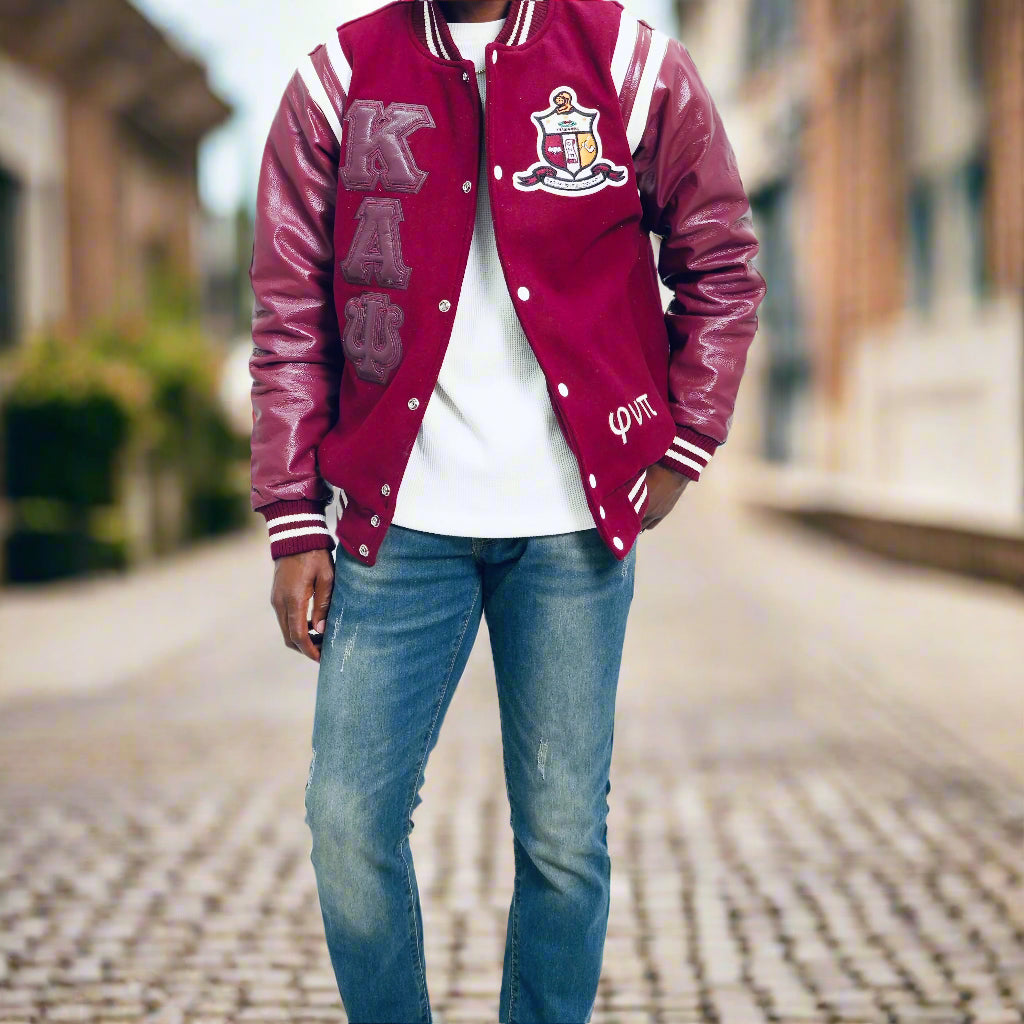 Kappa Alpha Psi Letterman Varsity Jacket Crimson by Nupe Kave 1911