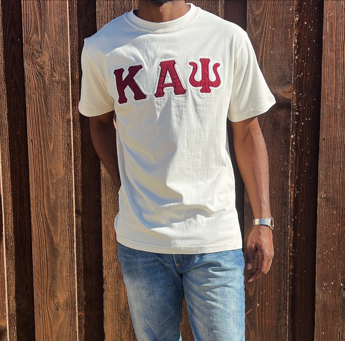Exclusive Kappa Alpha Psi Double Stitched Appliqué Embroidery Lettered T-shirt . This is the perfect short-sleeved shirt to wear while showing off your Kappa Alpha Psi fraternity lettering. A comfortable 100% cotton tee with a twill Greek letters embroidery across the chest give you the perfect fit. This shirt is also a perfect gift for your favorite Kappa Man.