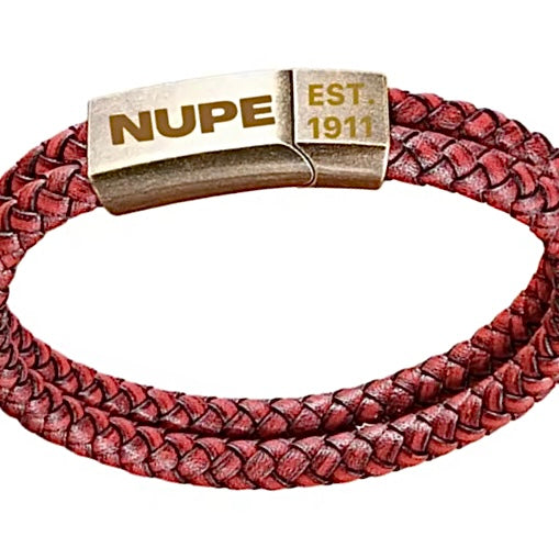 Kappa Alpha Psi Hand woven Magnet Buckle Men’s Leather Red Bracelet Bangle With Stainless Steel