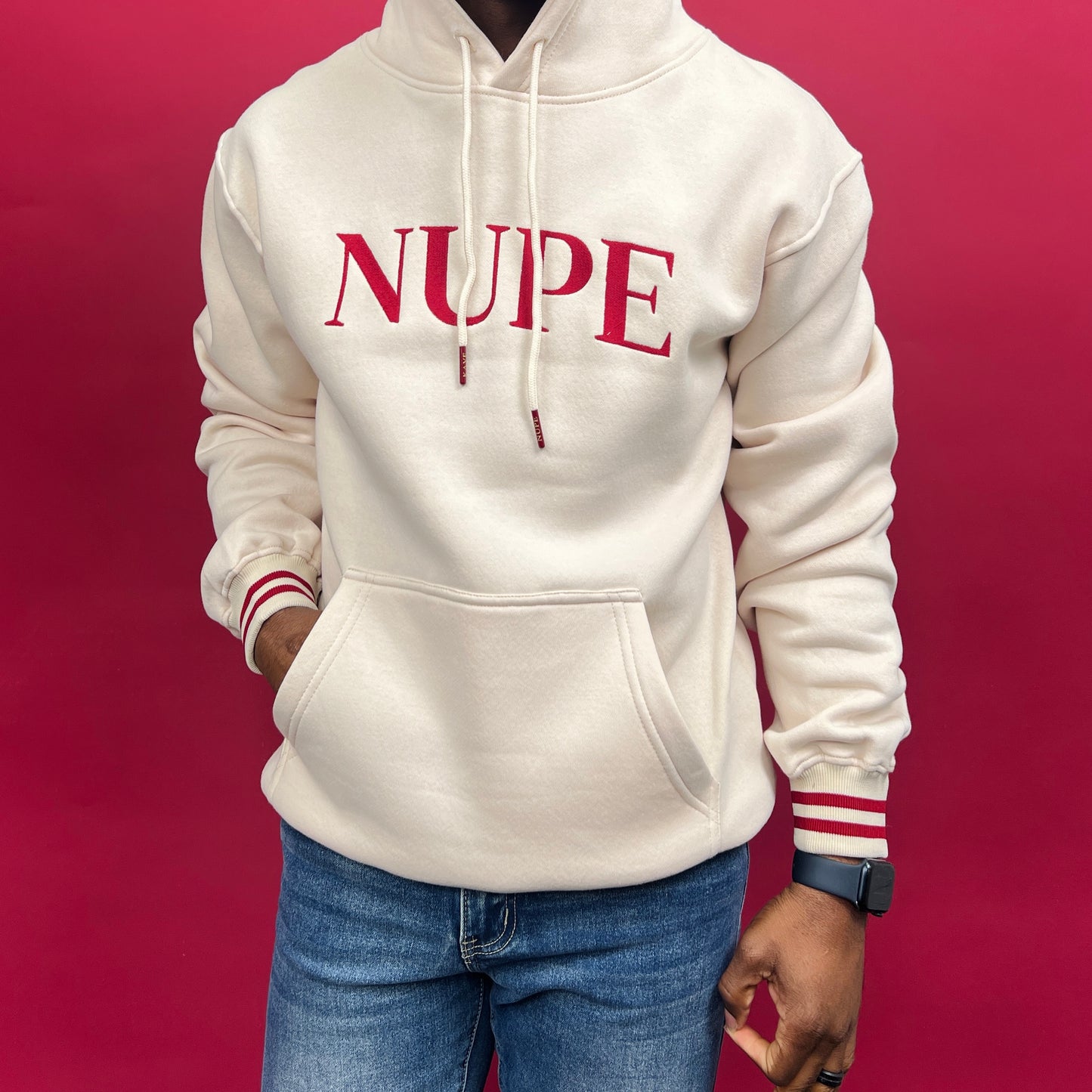 NUPE Embroidery Cream Hoodie