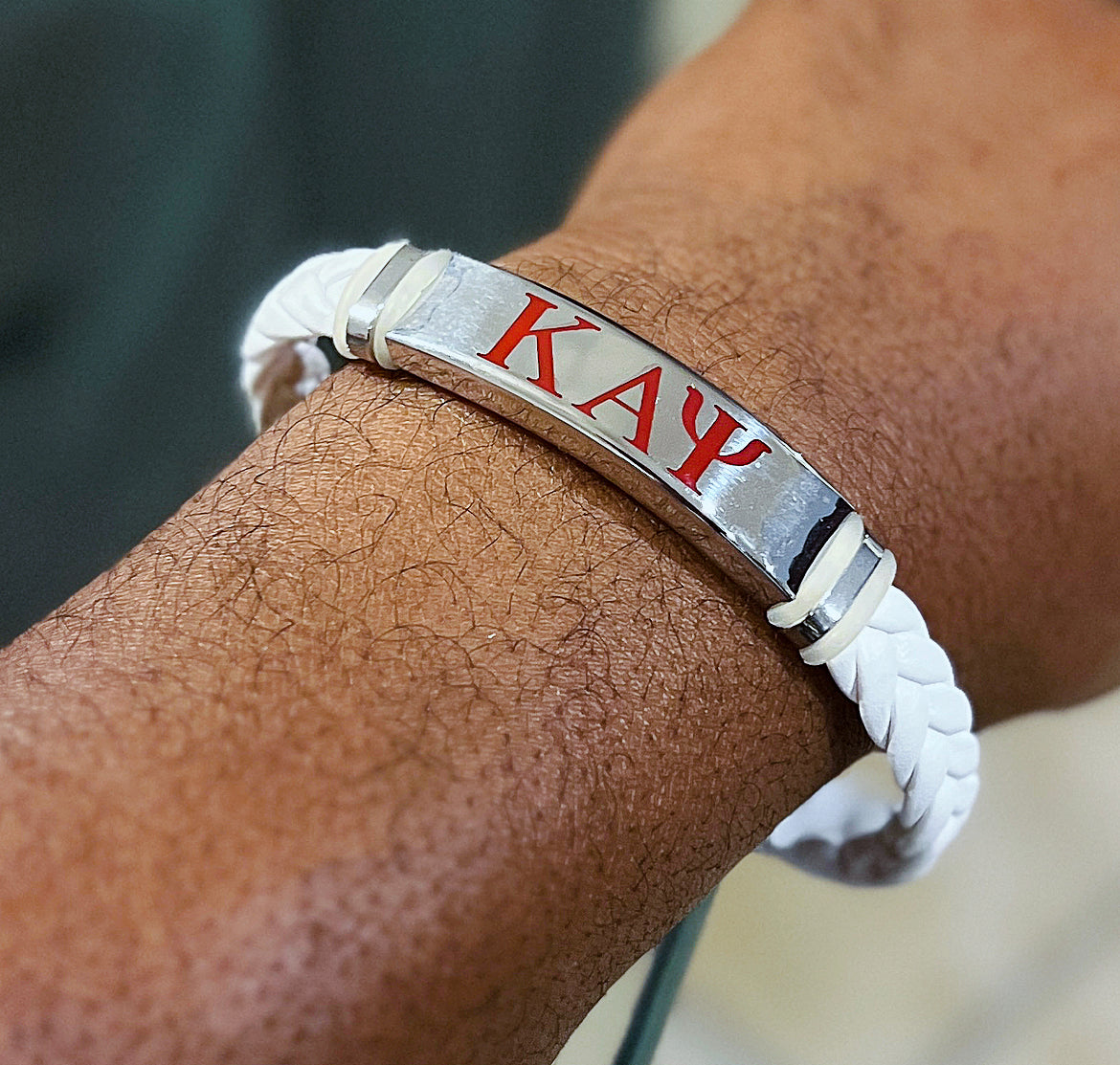 Kappa Alpha Psi Hand woven Magnet Buckle Men’s Leather Red Bracelet Bangle With Stainless Steel