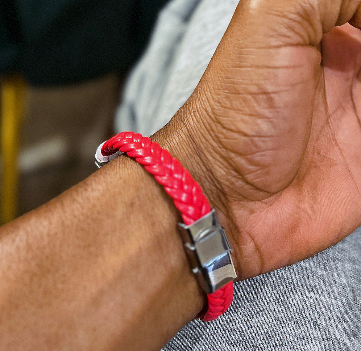 Kappa Alpha Psi Hand woven Magnet Buckle Men’s Leather Red Bracelet Bangle With Stainless Steel