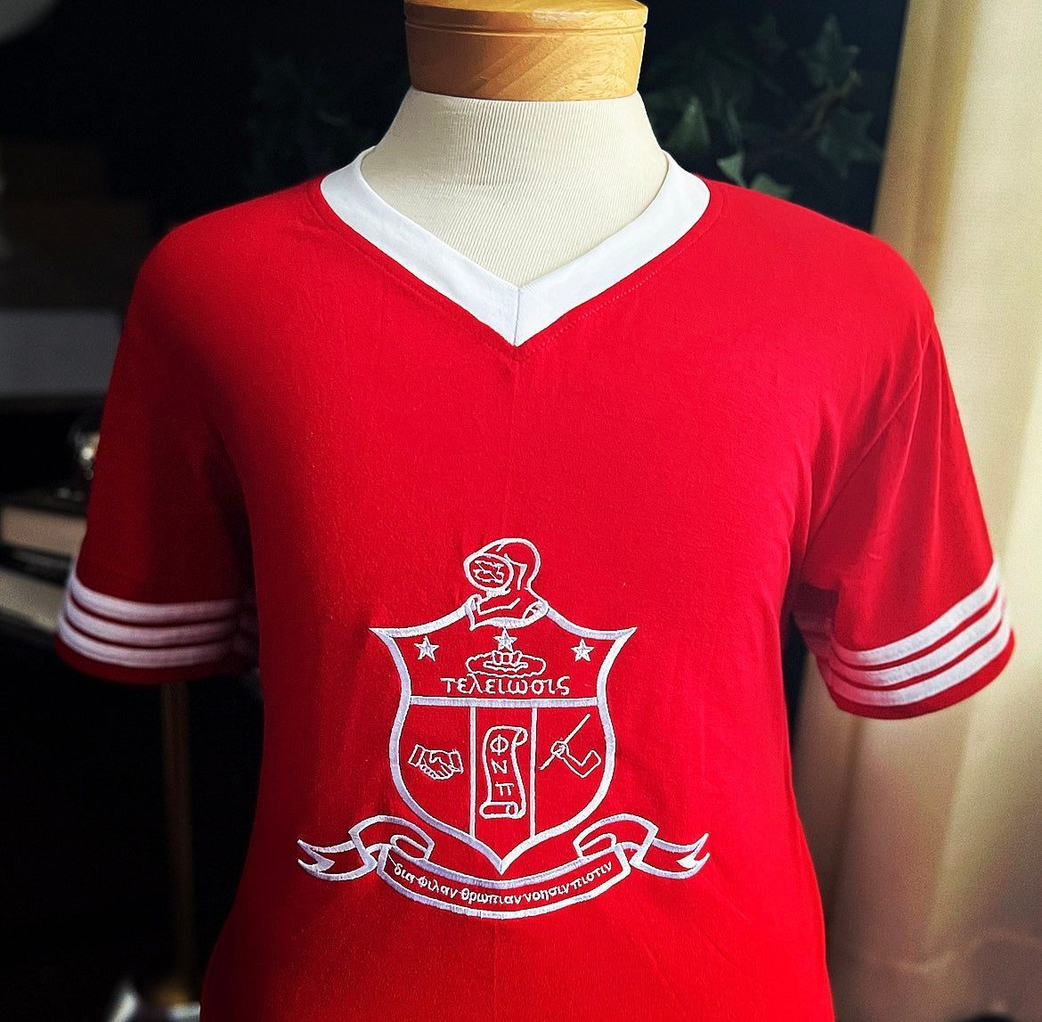 Exclusive Kappa Alpha Psi Stitched Appliqué Embroidery . This is the perfect short-sleeved shirt to wear while showing off your Kappa Alpha Psi fraternity lettering. A comfortable 100% cotton tee with a twill Greek letters embroidery across the chest give you the perfect fit. This shirt is also a perfect gift for your favorite Kappa Man.