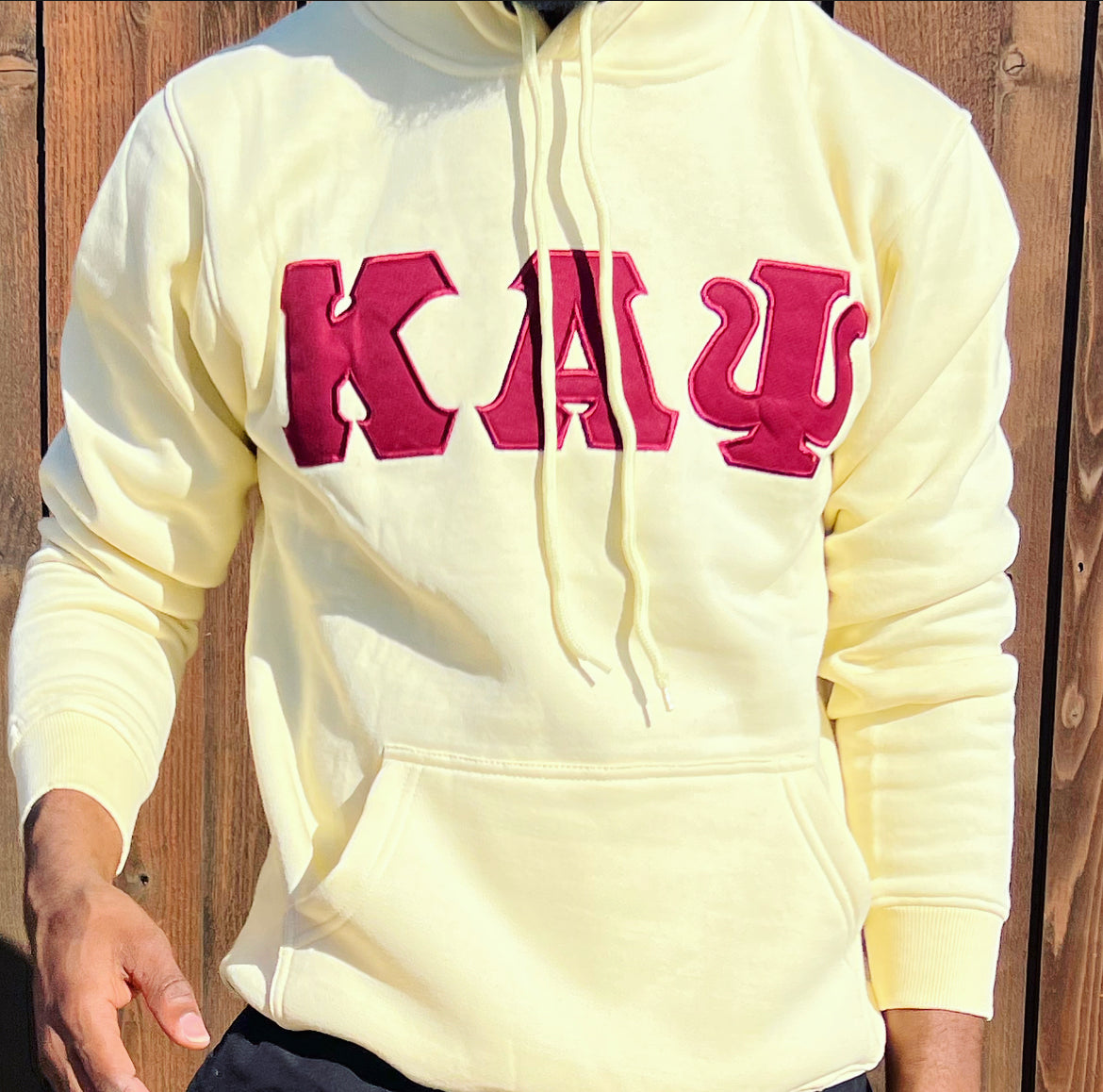 Exclusive Kappa Alpha Psi Double Stitched Appliqué Embroidery Lettered Hoodie. This is the perfect long-sleeved hoodie to wear while showing off your Kappa Alpha Psi fraternity lettering. A comfortable 100% cotton tee with a twill Greek letters embroidery across the chest give you the perfect fit. This hoodie is also a perfect gift or your favorite Kappa Man.
