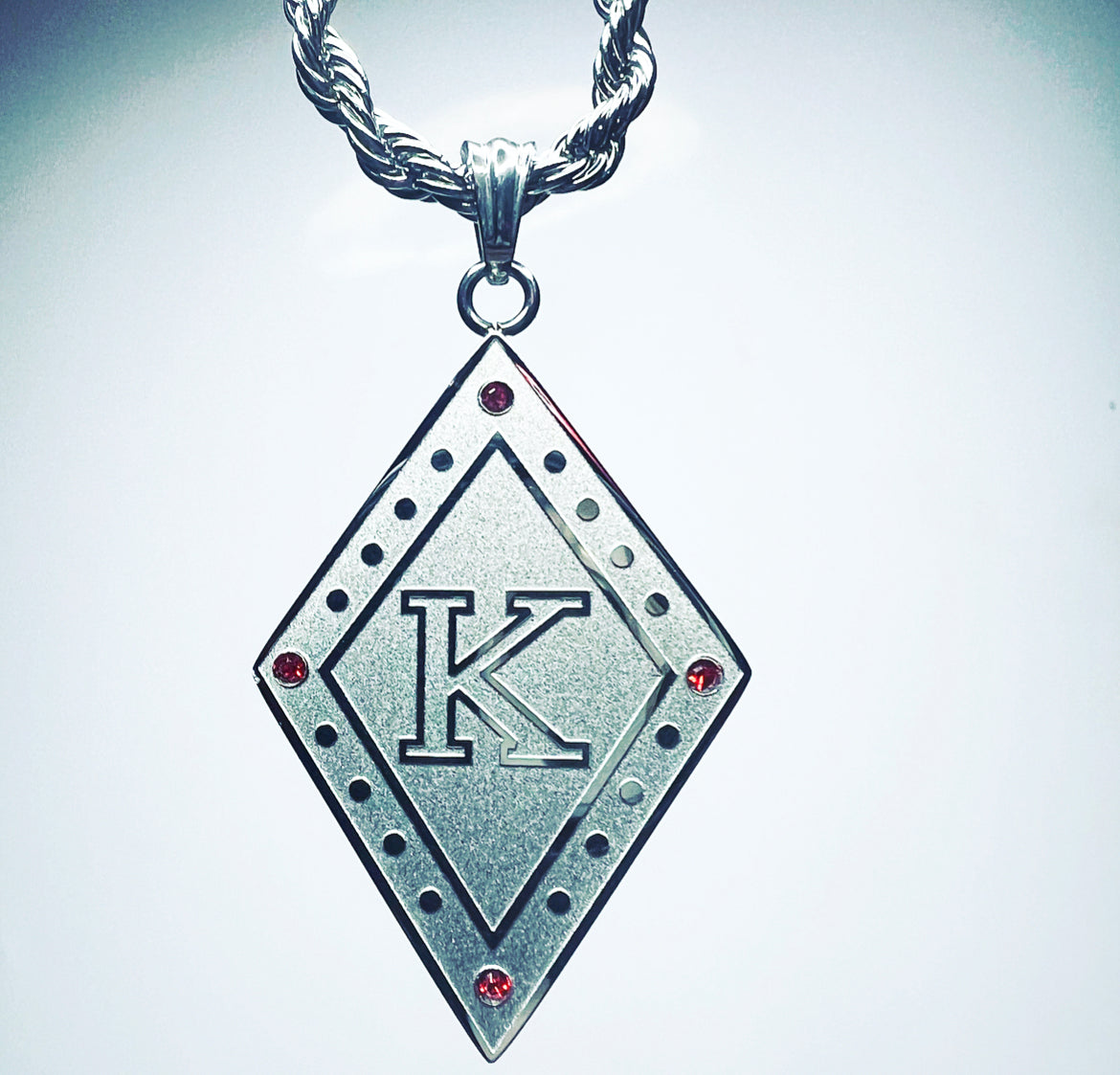 ΚΑΨ Solid Red Rubies Silver Necklace