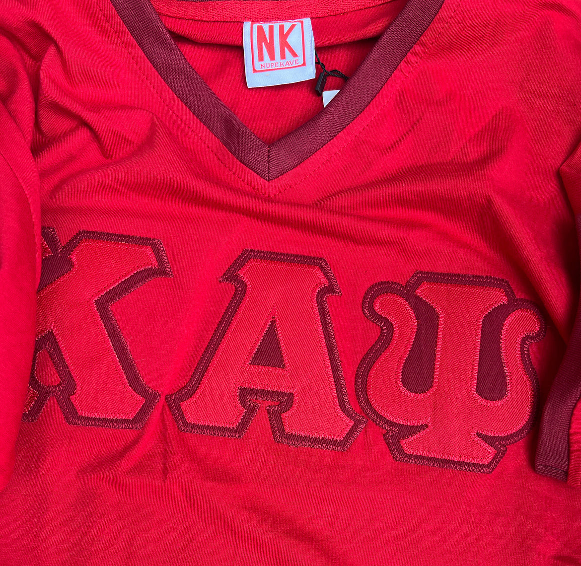 Exclusive Kappa Alpha Psi Double Stitched Appliqué Embroidery Lettered T-shirt . This is the perfect short-sleeved shirt to wear while showing off your Kappa Alpha Psi fraternity lettering. A comfortable 100% cotton tee with a twill Greek letters embroidery across the chest give you the perfect fit. This shirt is also a perfect gift for your favorite Kappa Man.