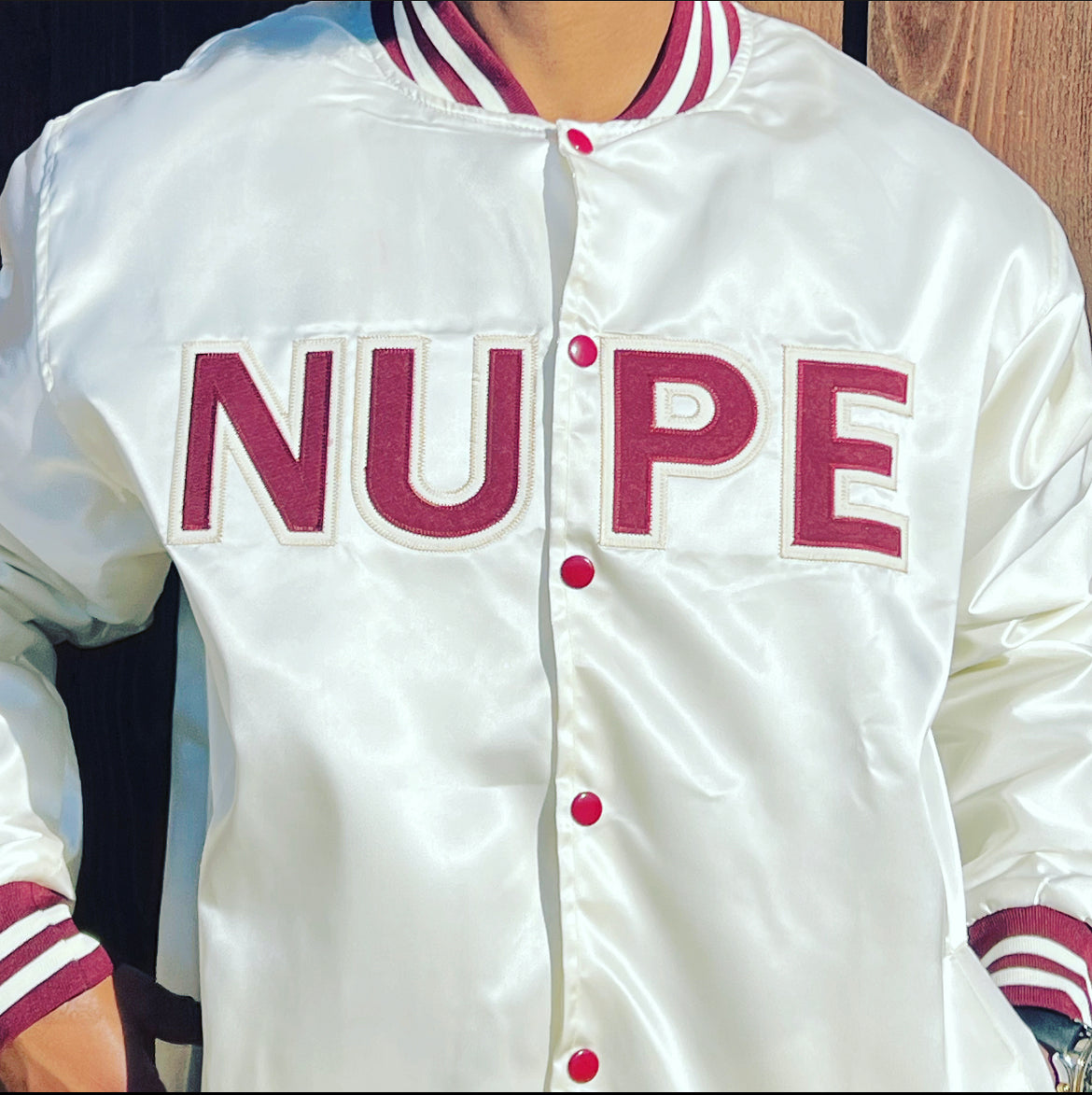 Zwerver Eindig tussen Kappa Alpha Psi Satin Embroidery Baseball Jacket - Cream / Crimson –  Nupekave