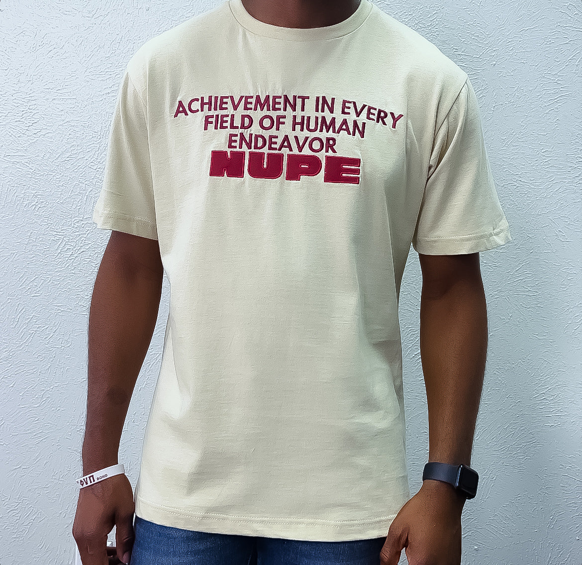 Show your Kappa Alpha Psi pride with this stylish "Nupe" T-shirt in a cream color. Perfect for fraternal events, this shirt features the iconic Greek letters and is made for members of the Fraternity &  organization. Wear it to show your dedication to the Kappa Alpha Psi brotherhood and join the legacy of this historical fraternal organization.
