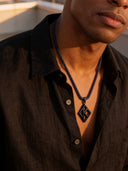 ΚΑΨ Black Rope Necklace - Stylish Floating K Black Rope Design