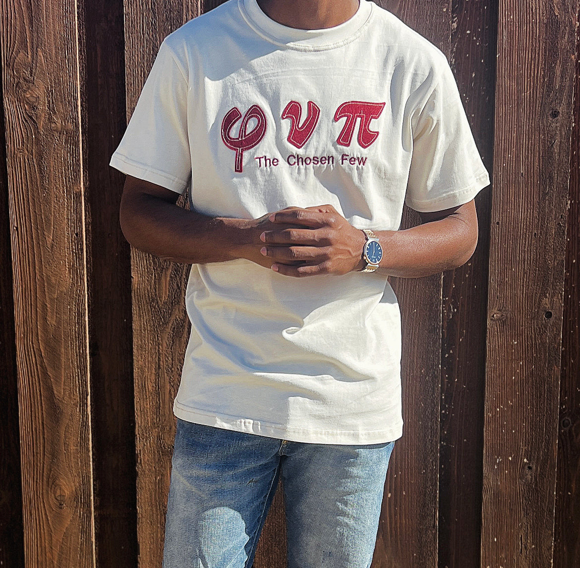 Nupe Kave Exclusive Embroidery T Shirt Cream and Crimson