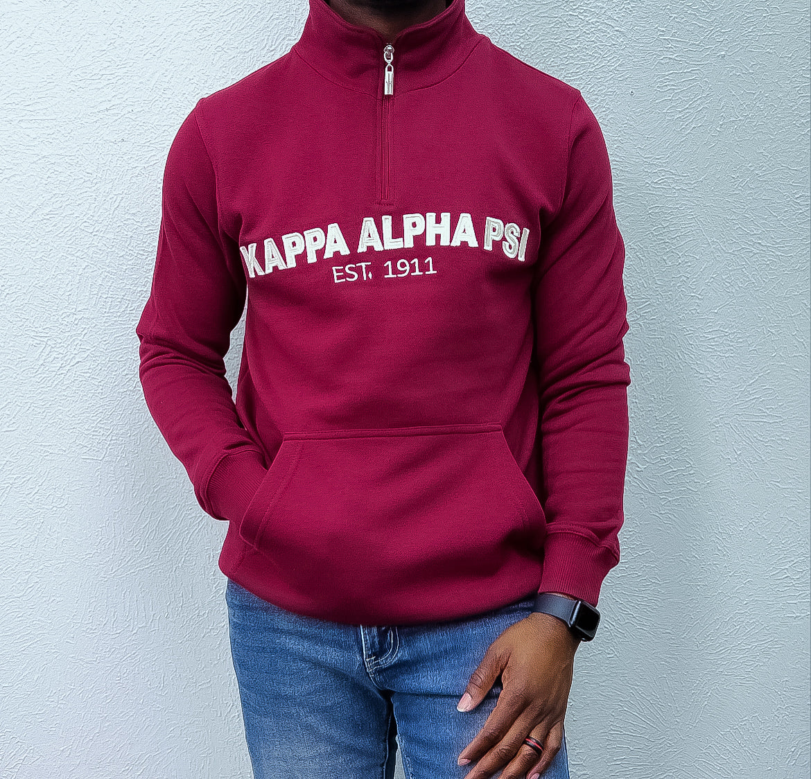 Designed for Kappas, this pullover is a must-have for any fashion-conscious man. Whether you're hitting the gym or just running errands, this pullover is sure to keep you comfortable and looking your best. So why wait? Add this Kappa Alpha Psi Half Zip Pullover to your wardrobe today and experience the difference for yourself!