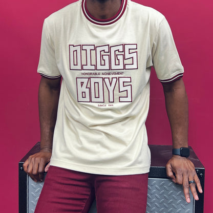 Show your support for the Kappa Alpha Psi fraternity with this "Diggs Boys" cream t-shirt. Made with high-quality fabric, this shirt is perfect for any member of the fraternity community. The design features the iconic Kappa Alpha Psi logo and the phrase "Diggs Boys" in bold letters, making it a great addition to your collection of historical memorabilia.