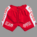 The Kappa Alpha Psi “Phi Nu Pi” Red And White Shorts are a collectible item that represents the historical significance of Kappa Alpha Psi Fraternity Inc. These shorts are a symbol of pride and unity among members in Phi Nu Pi, showcasing their commitment to the principles of the Kappa Alpha Psi Fraternity. Made in red and white, these shorts are a unique piece of memorabilia that serves as a reminder of the bond shared among brothers and members. Red shorts with white text on a gray background