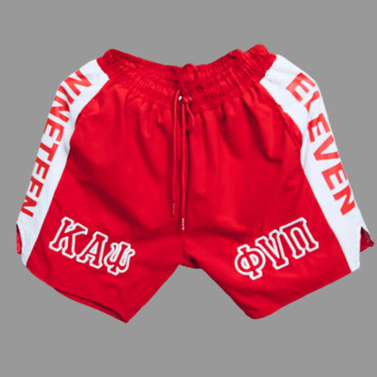 The Kappa Alpha Psi “Phi Nu Pi” Red And White Shorts are a collectible item that represents the historical significance of Kappa Alpha Psi Fraternity Inc. These shorts are a symbol of pride and unity among members in Phi Nu Pi, showcasing their commitment to the principles of the Kappa Alpha Psi Fraternity. Made in red and white, these shorts are a unique piece of memorabilia that serves as a reminder of the bond shared among brothers and members. Red shorts with white text on a gray background