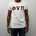 Featuring the iconic Phi Nu Pi logo, this shirt is a must-have for any member of the fraternity. The bold cream color is sure to make you stand out in a crowd, and the shirt's classic design means it will never go out of style. So why wait? Add this Phi Nu Pi T-shirt to your collection today and show off your love for one of the most respected fraternities in the world.