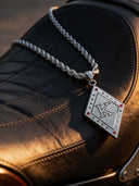 ΚΑΨ Solid Red Rubies Necklace in Silver
