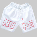 Get ready for summer with these Kappa Alpha Psi “NUPE” shorts! Perfect for any fraternity functions , these shorts are a must-have addition to your summer wardrobe. Made with high-quality materials, they are both comfortable and stylish.

White shorts with red text on a light gray background