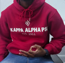 Show off your fraternity pride with this stylish dark red and cream hoodie featuring the Kappa Alpha Psi organization. Perfect for any casual occasion, this hoodie is a must-have for any fraternity member. The bold colors and recognizable logo make a statement while providing comfortable warmth. Represent your organization with pride and stay cozy in this must-have hoodie.

