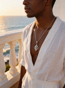 ΚΑΨ Diamond K Silver Cuban Necklace - Elegant Floating K Design