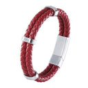 Kappa Alpha Psi Hand woven Magnet Buckle Men’s Leather Red Bracelet Bangle With Stainless Steel