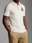Kappa Alpha Psi Cream Coat of Arm Knit Polo Cotton Polo Sweater
