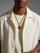 ΚΑΨ Crimson & Cream K Necklace - Elegant and Stylish Accessory for Every Occasion