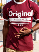 Original Pretty Boys T-Shirt - Maroon and White Stylish Tee for Trendsetters
