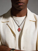 Crimson and Cream Silver Necklace by ΚΑΨ
