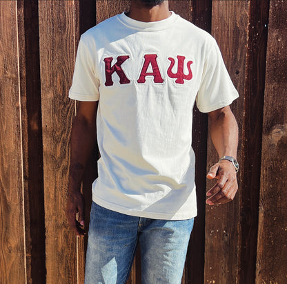 Kappa Alpha Psi Embroidery T Shirt -  Cream/ Crimson