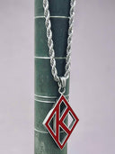 ΚΑΨ Floating K Red Silver Necklace - Elegant & Chic Design for Every Occasion