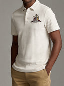 Kappa Alpha Psi Cream Coat of Arm Knit Polo Cotton Polo Sweater