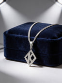 ΚΑΨ Diamond K Silver Cuban Necklace - Elegant Floating K Design