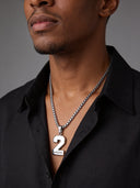 ΚΑΨ Klub Silver Necklace - Stylish Number Pendant in Silver
