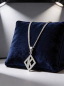 ΚΑΨ Diamond K Silver Cuban Necklace - Elegant Floating K Design