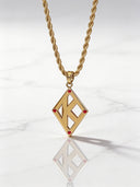 ΚΑΨ Floating K Red Rubies Gold Necklace - Luxurious Elegance