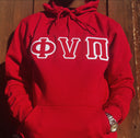 Phi Nu Pi Embroidery Red Hoodie - NUPE KAVE