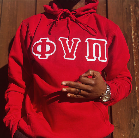 Phi Nu Pi Embroidery Red Hoodie