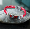 Kappa Alpha Psi Hand woven Magnet Buckle Men’s Leather Red Bracelet Bangle With Stainless Steel