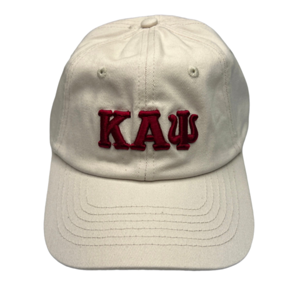 Show your pride for Kappa Alpha Psi with this cream baseball hat. Perfect for any occasion, this hat is a must-have for any Fraternity member. Represent your organization with style and class. The cream color adds a touch of sophistication while the Kappa Alpha Psi logo boldly stands out on the front of the hat. Wear it to social events, on campus, or out with friends. This hat is a great addition to any collection and makes a perfect gift for fellow members.
