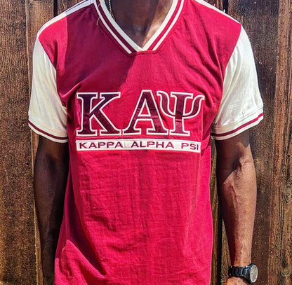 Kappa Alpha Psi Embroidery T- Shirt - Crimson and Cream