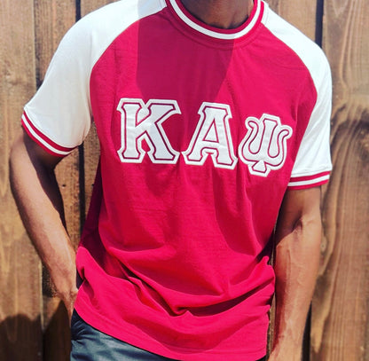 Kappa Alpha Psi Embroidery T Shirt - Crimson/ Cream