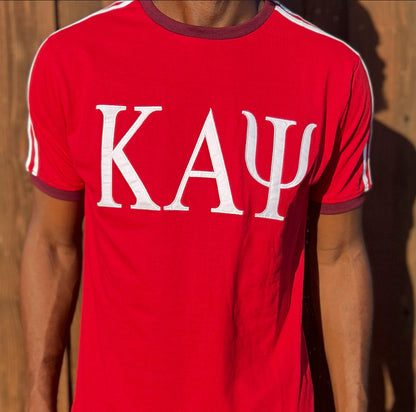 Kappa Alpha Psi Single Embroidery T Shirt - Red/ Wht