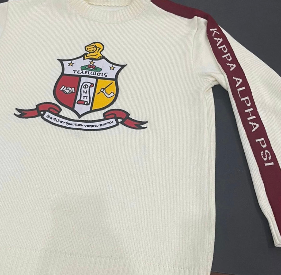 Kappa Alpha Psi Embroidery Cream Sweater