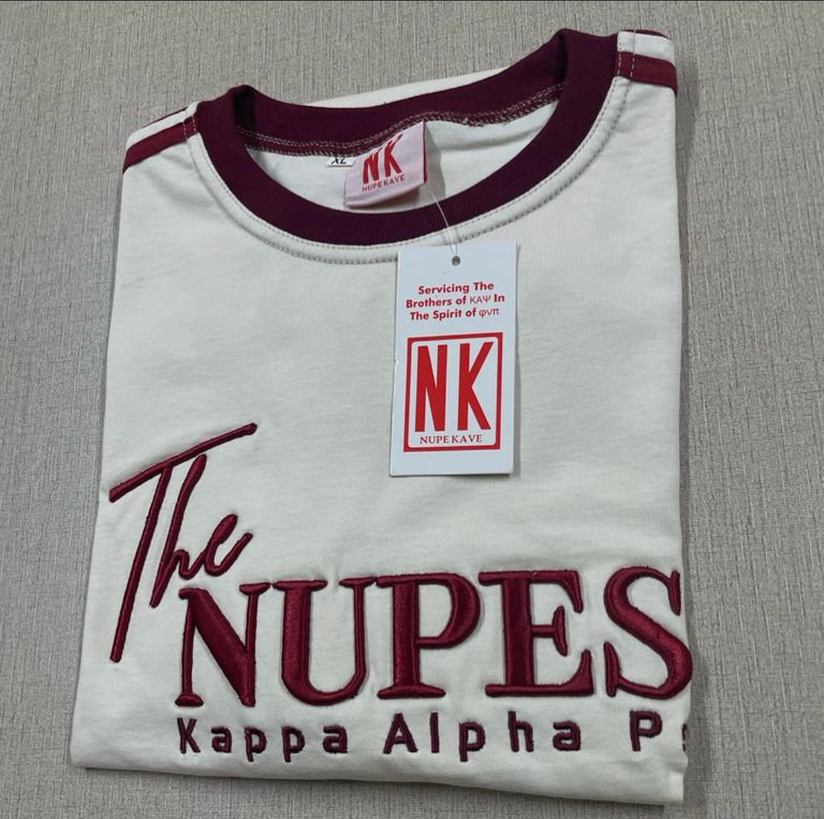 The Nupes 3D Embroidery T Shirt Cream and Crimson – Nupekave