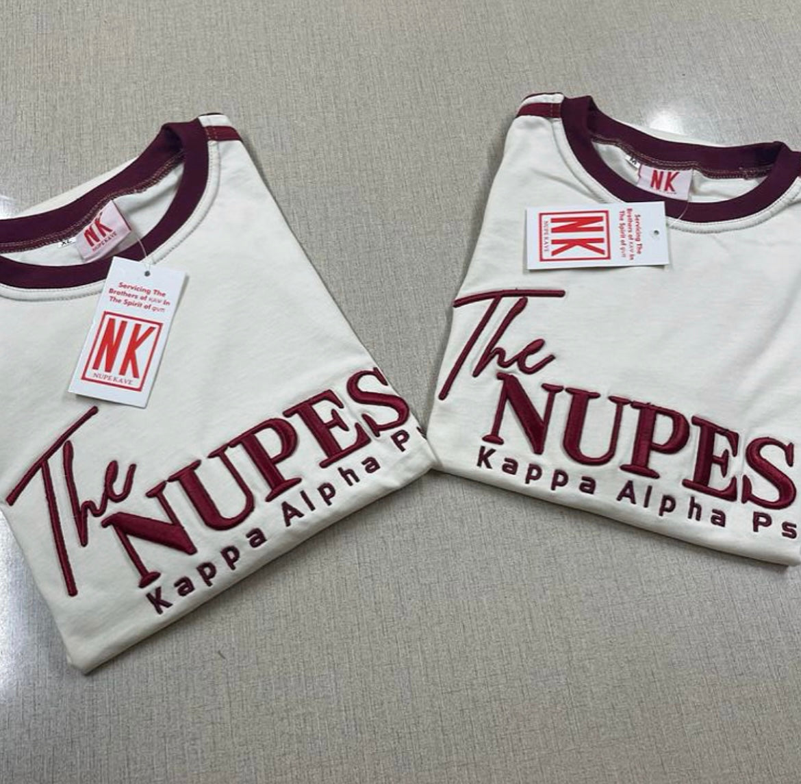 The Nupes 3D Embroidery T Shirt Cream and Crimson – Nupekave