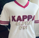 Exclusive Kappa Alpha Psi Double Chenille Lettered T-shirt . This is the perfect short-sleeved shirt to wear while showing off your Kappa Alpha Psi fraternity lettering. A comfortable 100% cotton tee with a twill Greek letters embroidery across the chest give you the perfect fit. This shirt is also a perfect gift for your favorite Kappa Man.    Fast Shipping & Processing: 1-2 days to process US Domestic Shipping: 3-5 business days International Shipping: 7-14 business