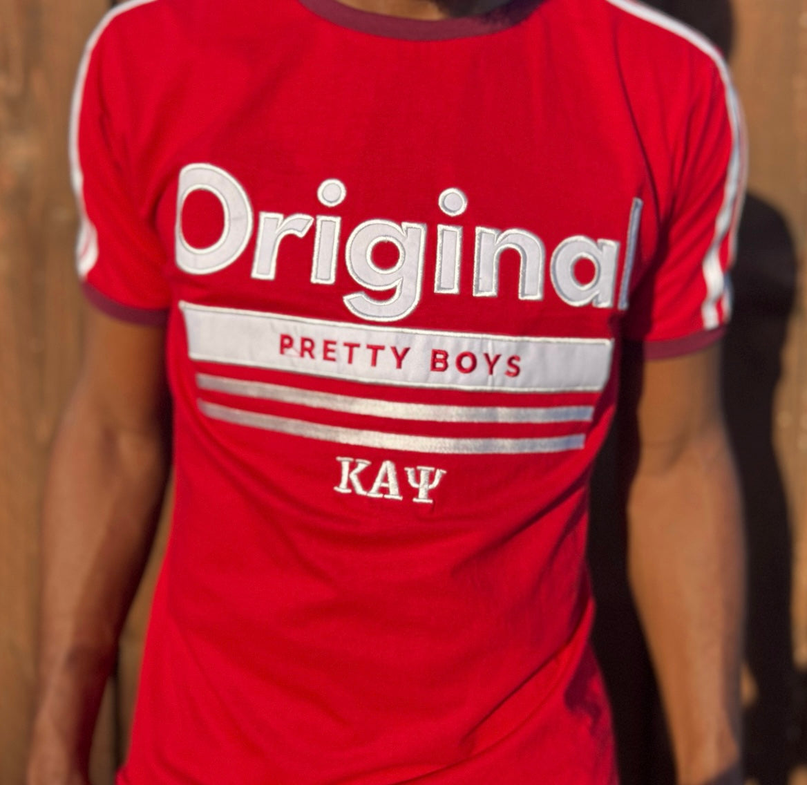 Kappa Alpha Psi Single Embroidery Original T-Shirt - Red/ Wht