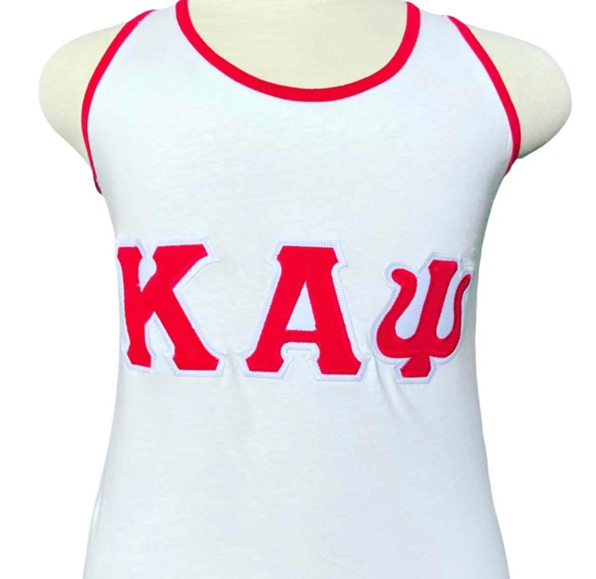 Exclusive Kappa Alpha Psi Tank Top . This is the perfect short-sleeved shirt to wear while showing off your Kappa Alpha Psi fraternity lettering. A comfortable 100% cotton tee with a twill Greek letters embroidery across the chest give you the perfect fit. This shirt is also a perfect gift for your favorite Kappa Man.